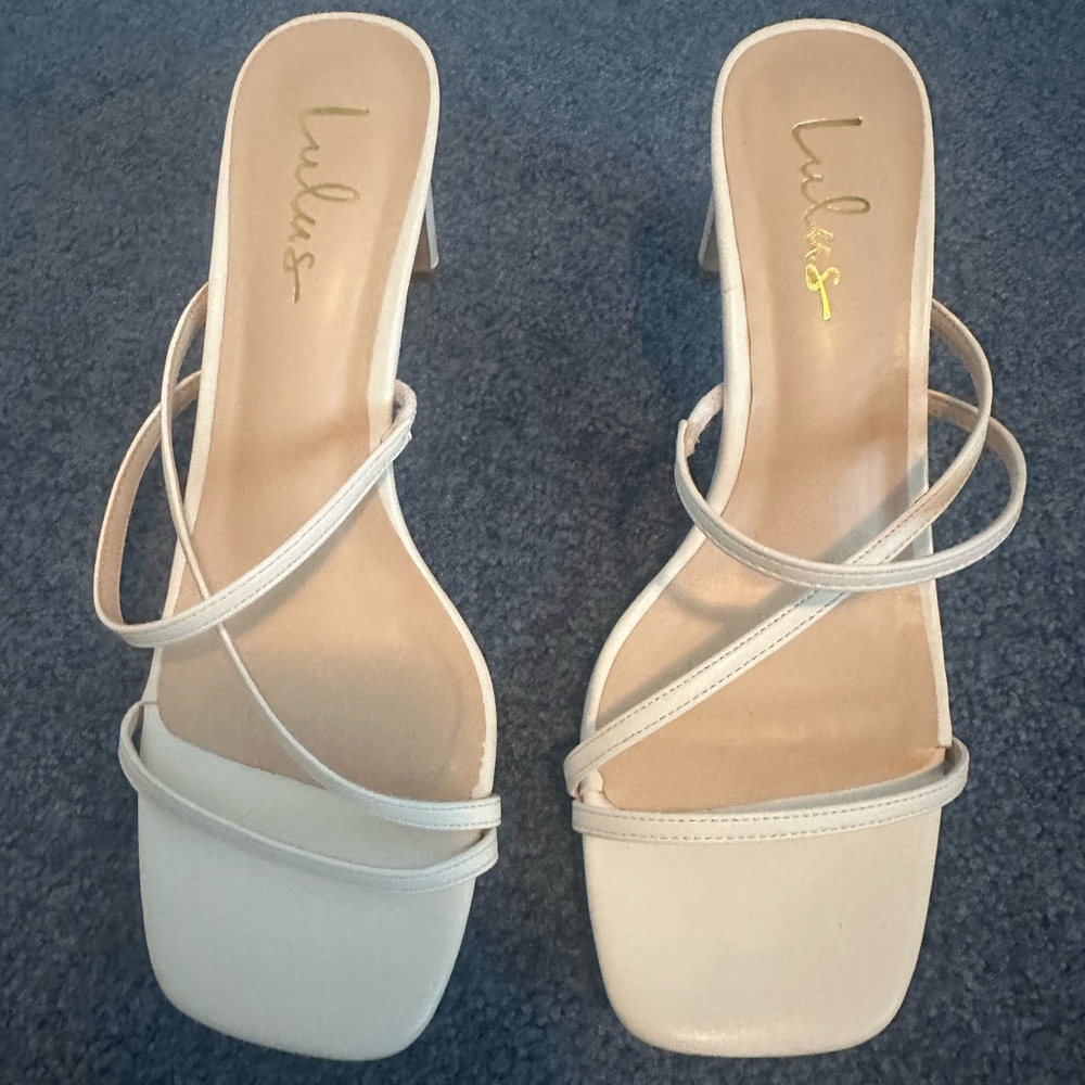 Lulu's Cream Strappy Heels